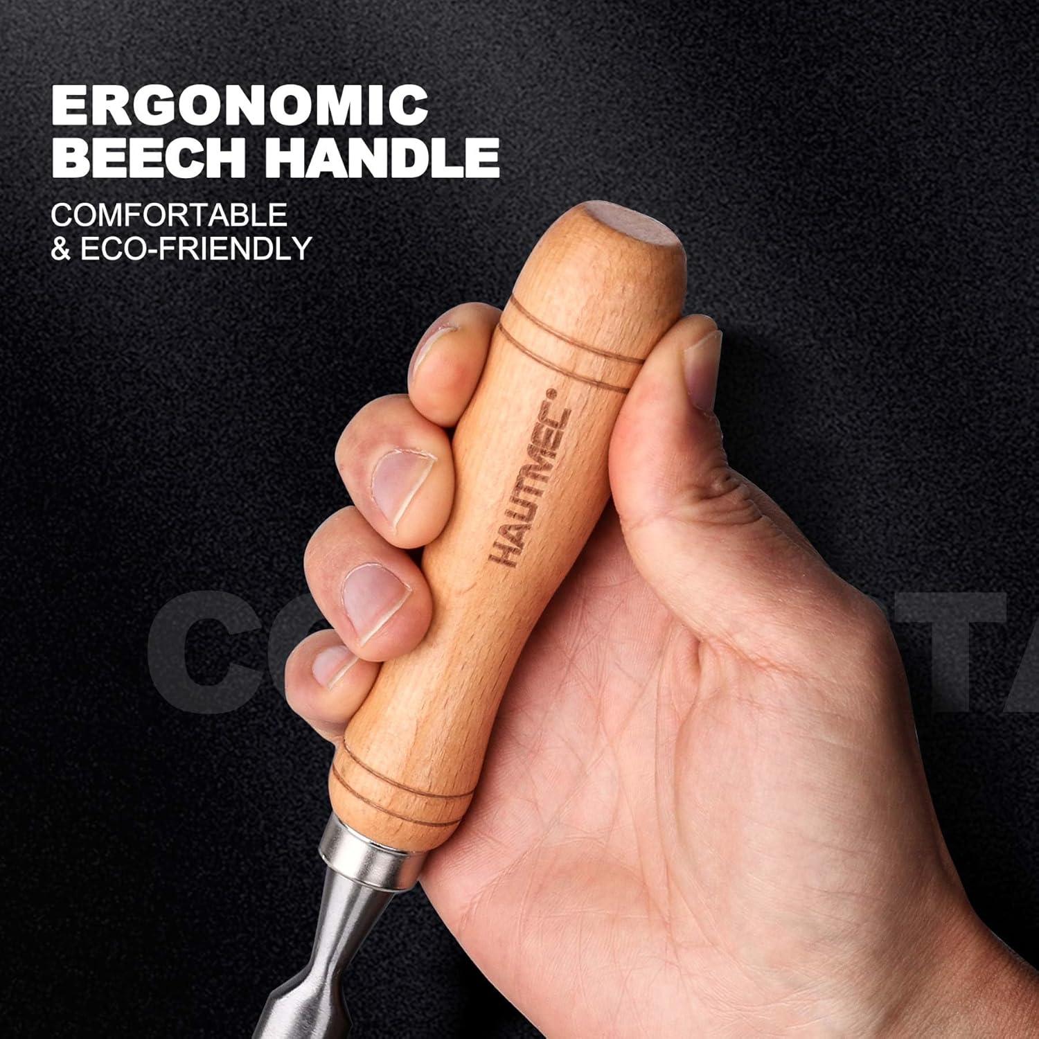 Juego de 7 Cinceles de Madera HAUTMEC con Martillo y Caja