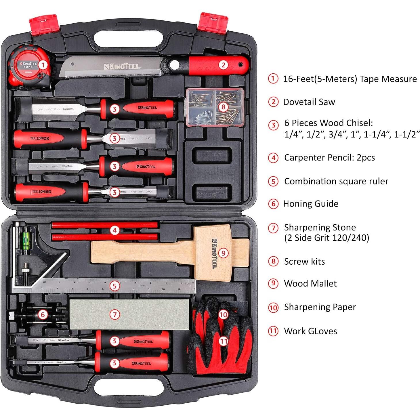 Conjunto de Cinceles de Madera KingTool 6 Piezas Cr-V 4.68kg