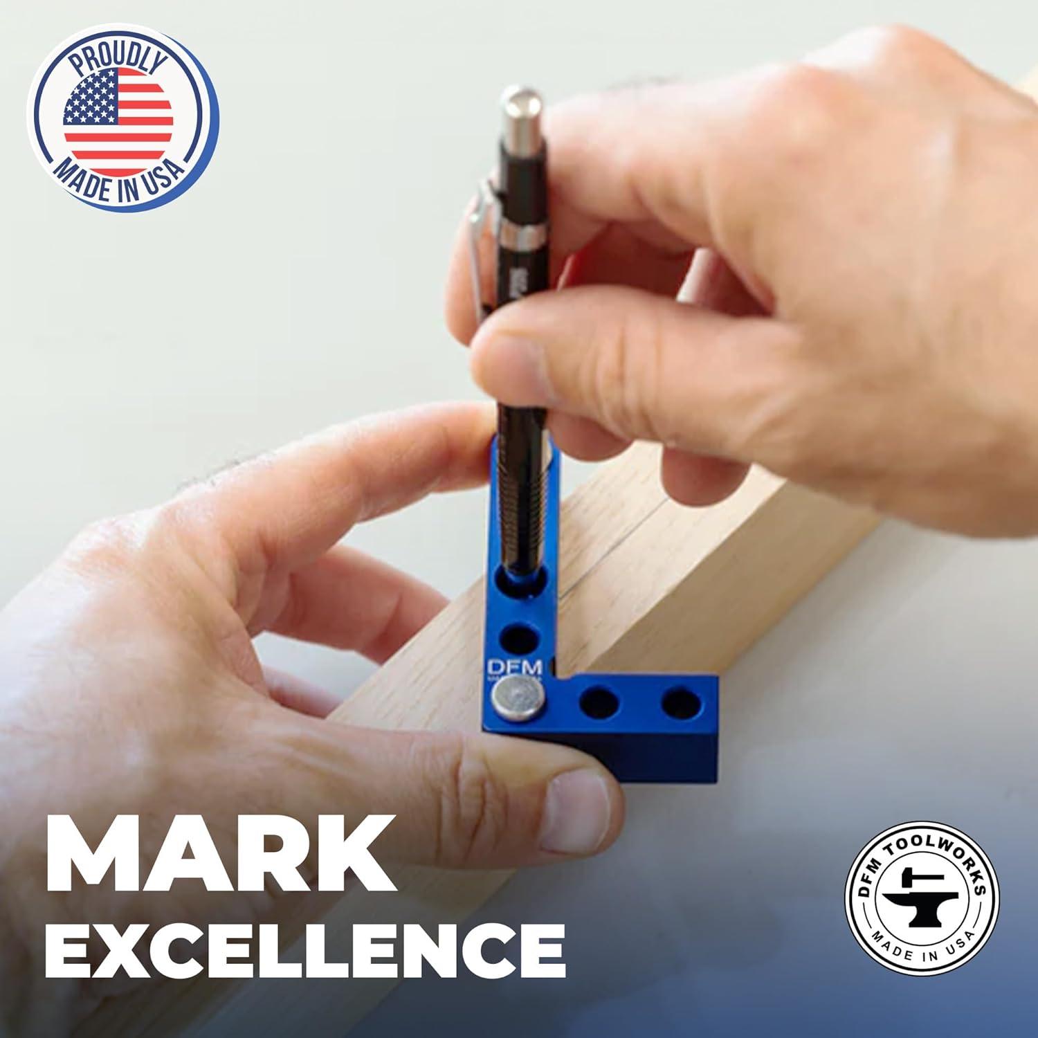 Cuadrado y Buscador de Centro DFM - Herramienta de Carpintería Precisa