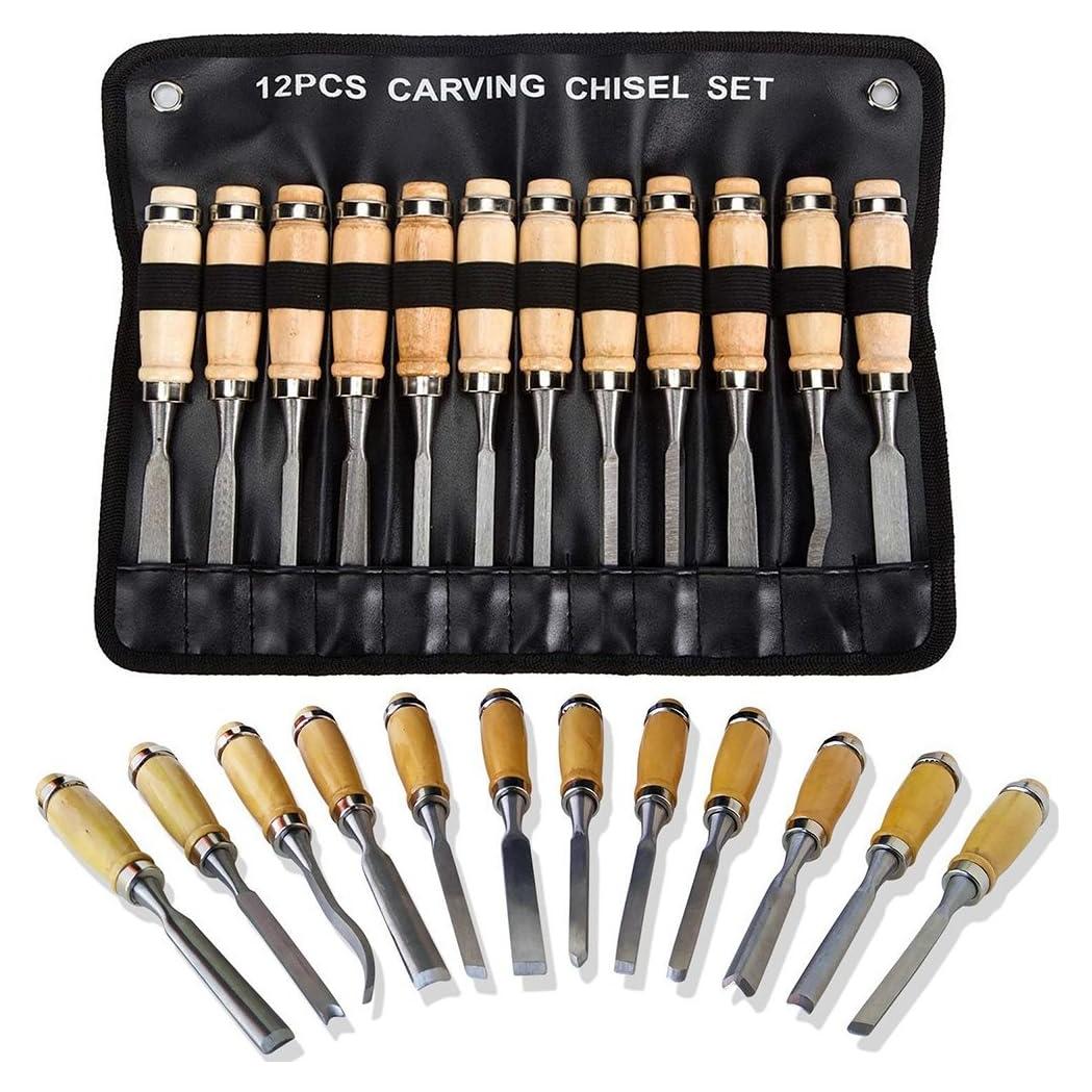 Juego de Cinceles de Madera Chiyuehe - 12 Piezas Afiladas