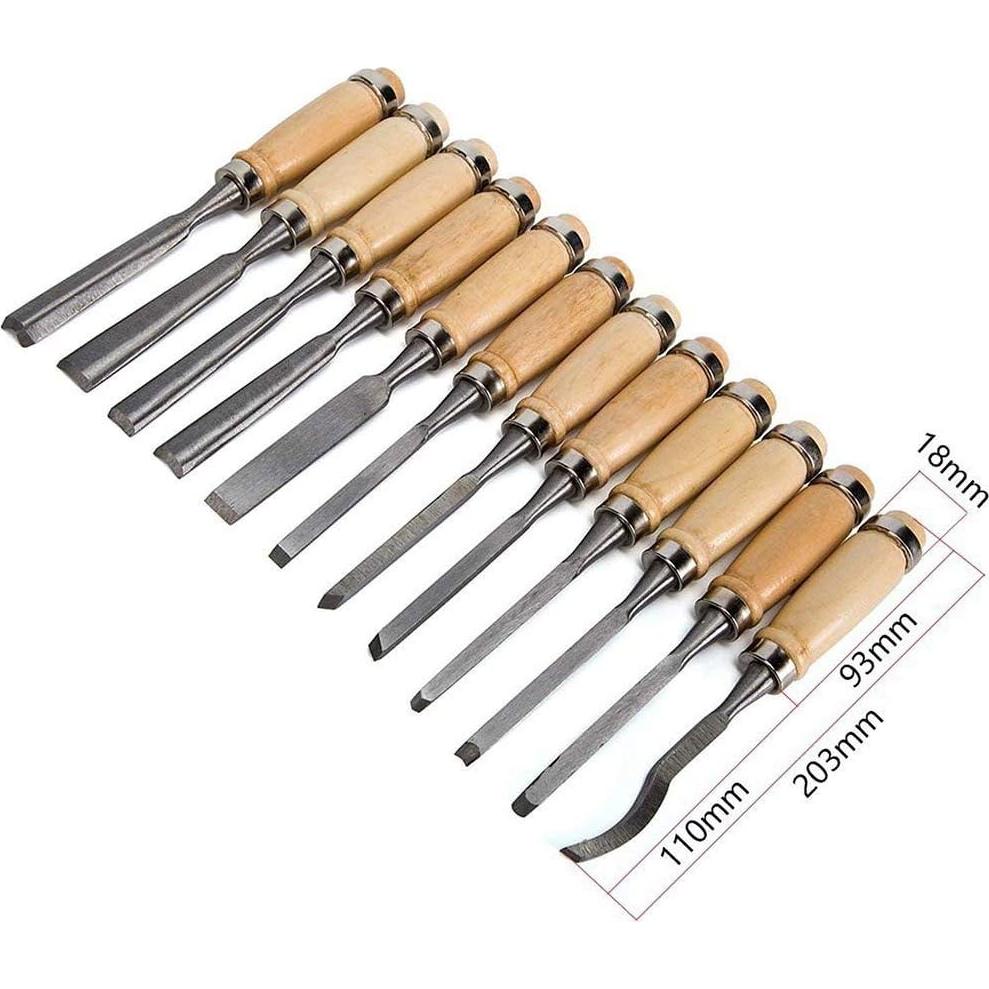 Juego de Cinceles de Madera Chiyuehe - 12 Piezas Afiladas