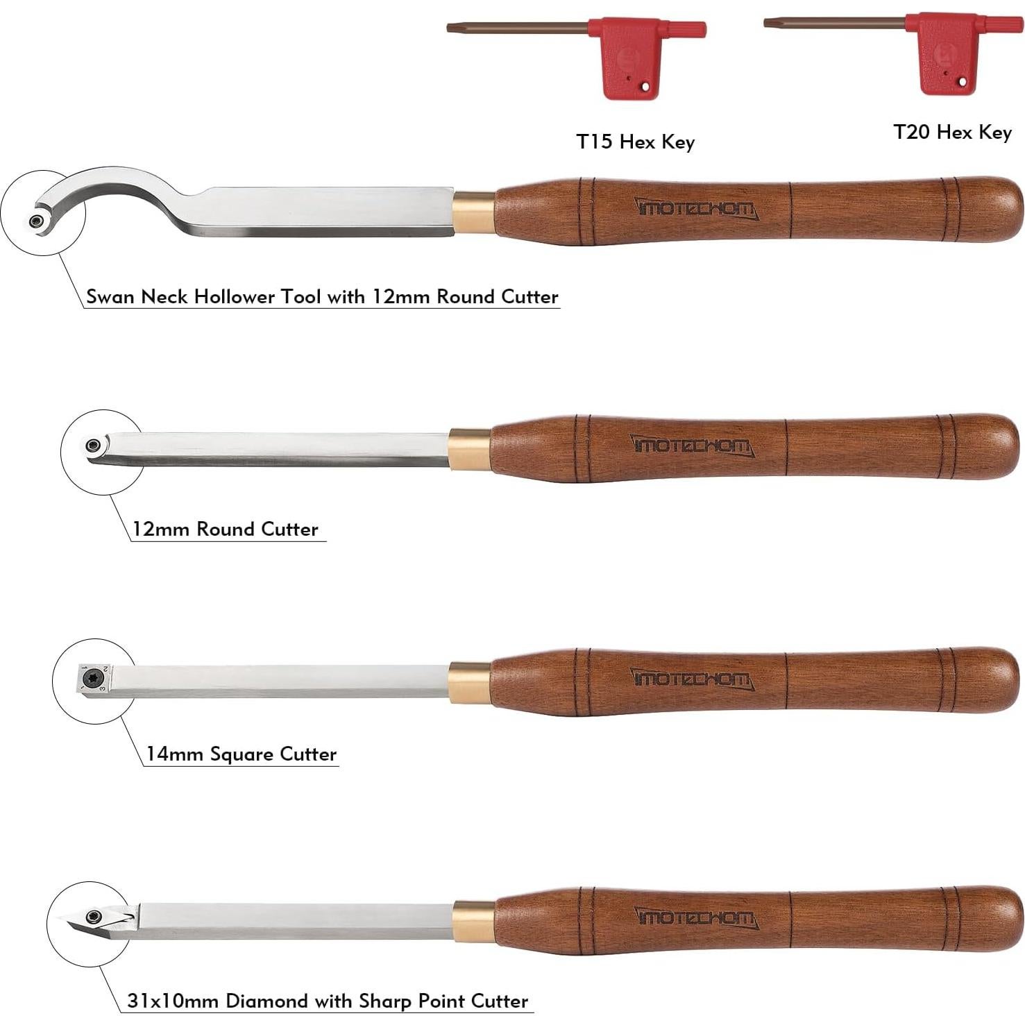 Juego de 4 Herramientas de Torneado IMOTECHOM con Caja de Madera