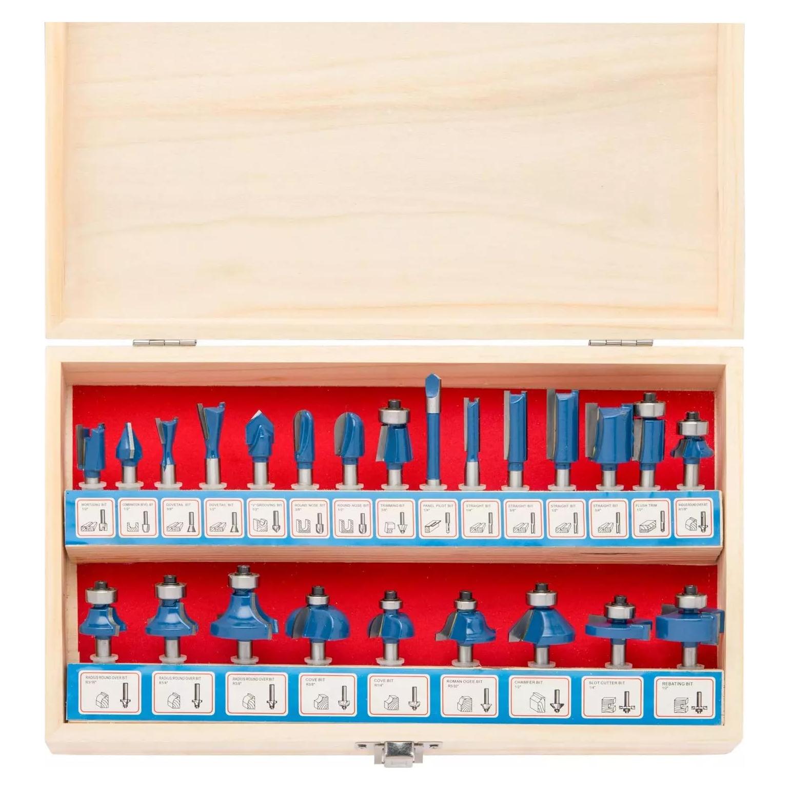 Juego de Brocas de Router HILTEX 10108 de Carburo 24 Piezas