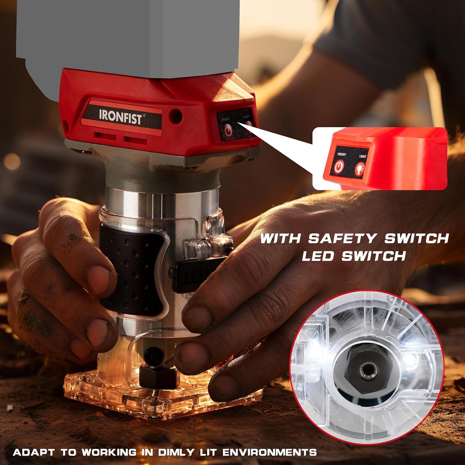 Cortadora Router Inalámbrica IRONFIST 18V 30000 RPM para Madera