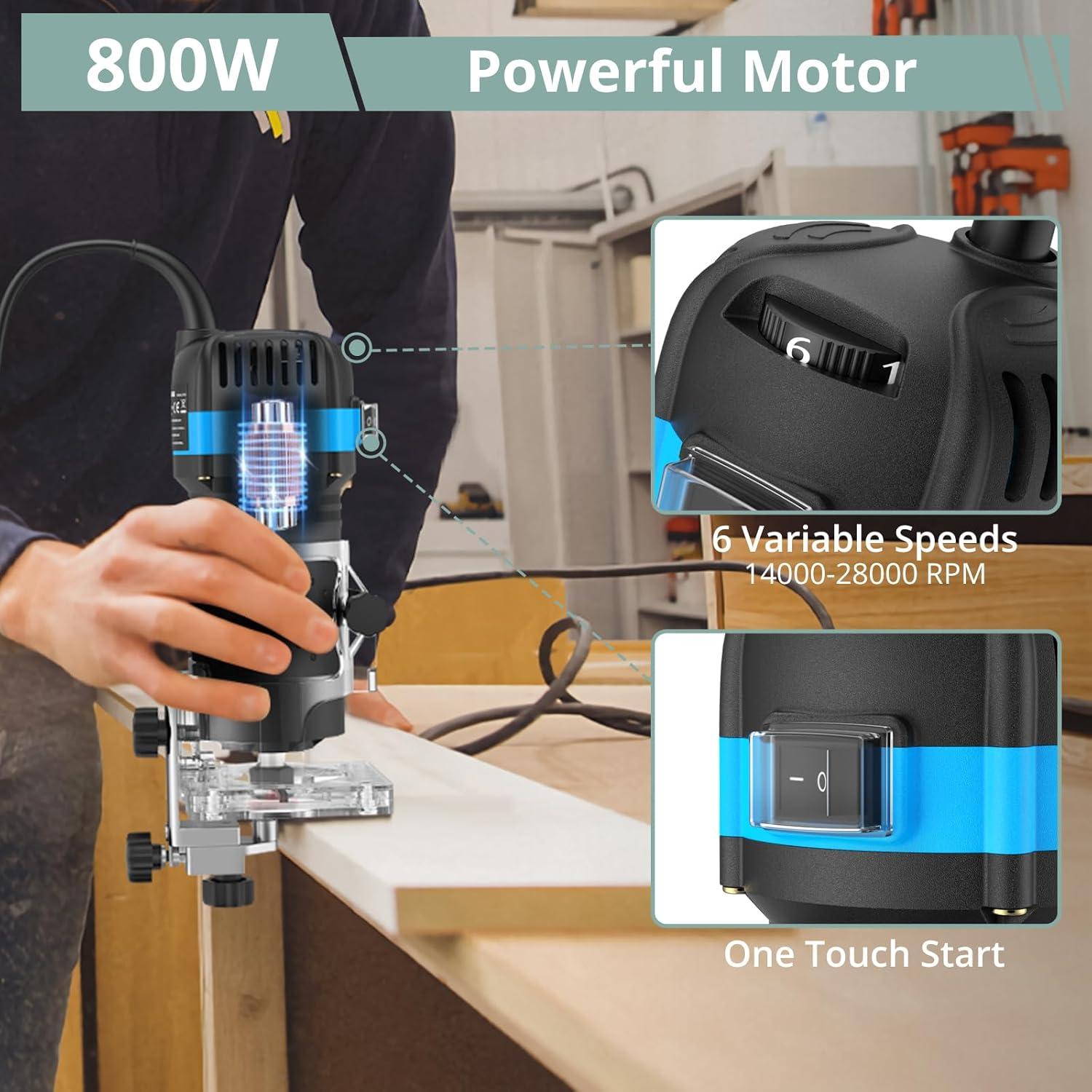 Router Eléctrico de Madera COLFULINE 800W 6 Velocidades