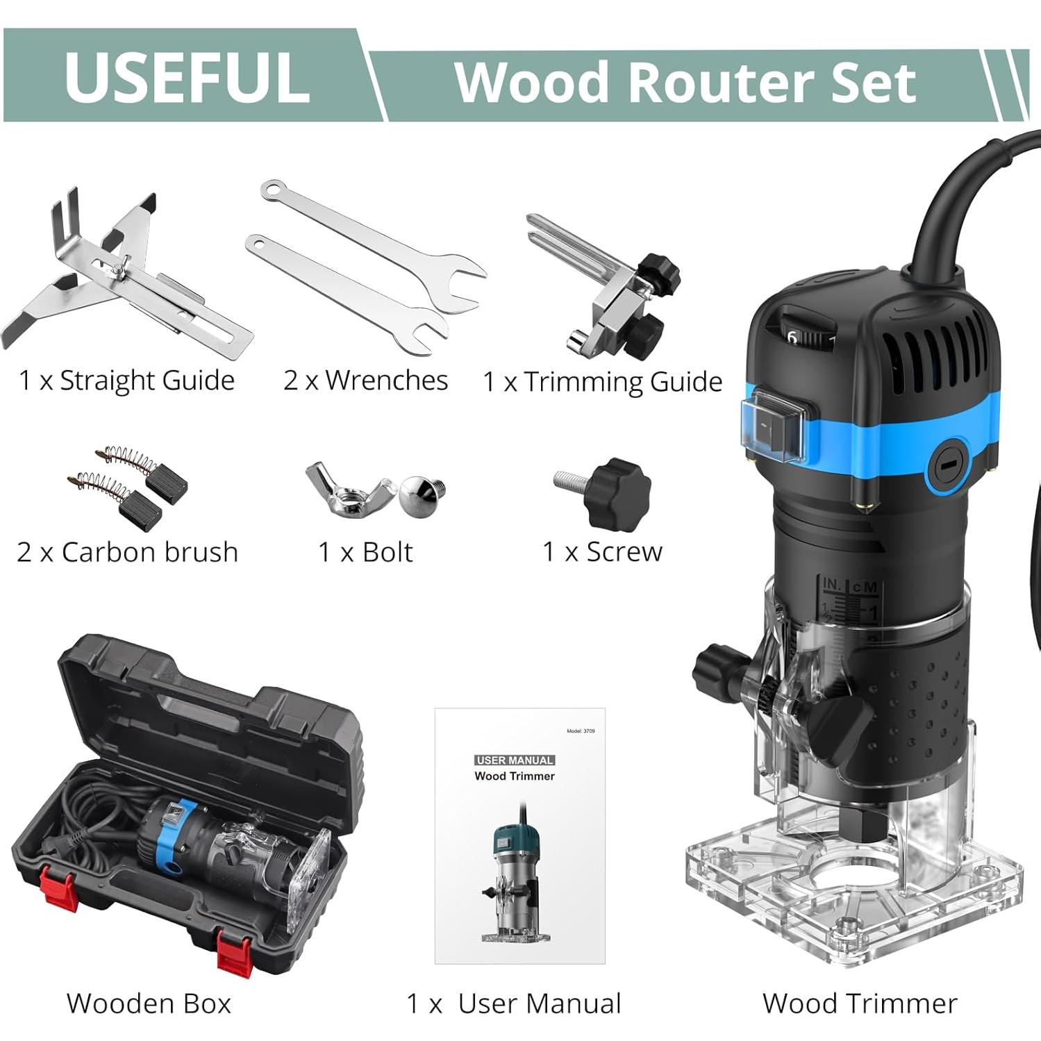 Router Eléctrico de Madera COLFULINE 800W 6 Velocidades