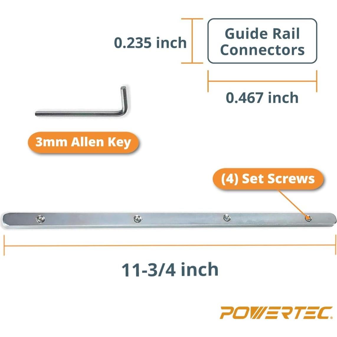 Conjunto de Conectores de Guía de Riel POWERTEC 4 Piezas