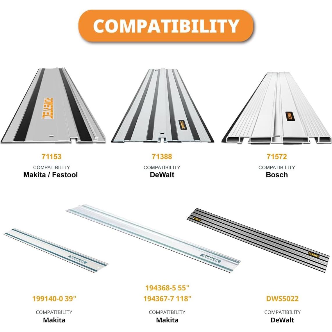 Conjunto de Conectores de Guía de Riel POWERTEC 4 Piezas