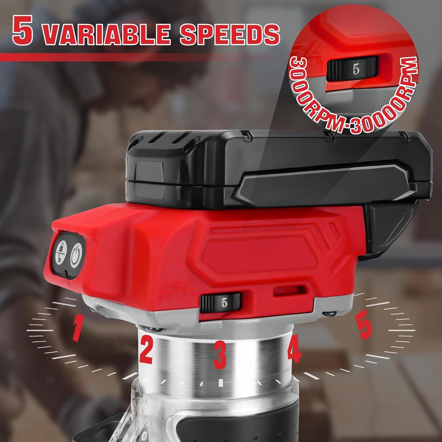 Router Compacto Inalámbrico HLiePiHa 800W 5 Velocidades 30000 RPM