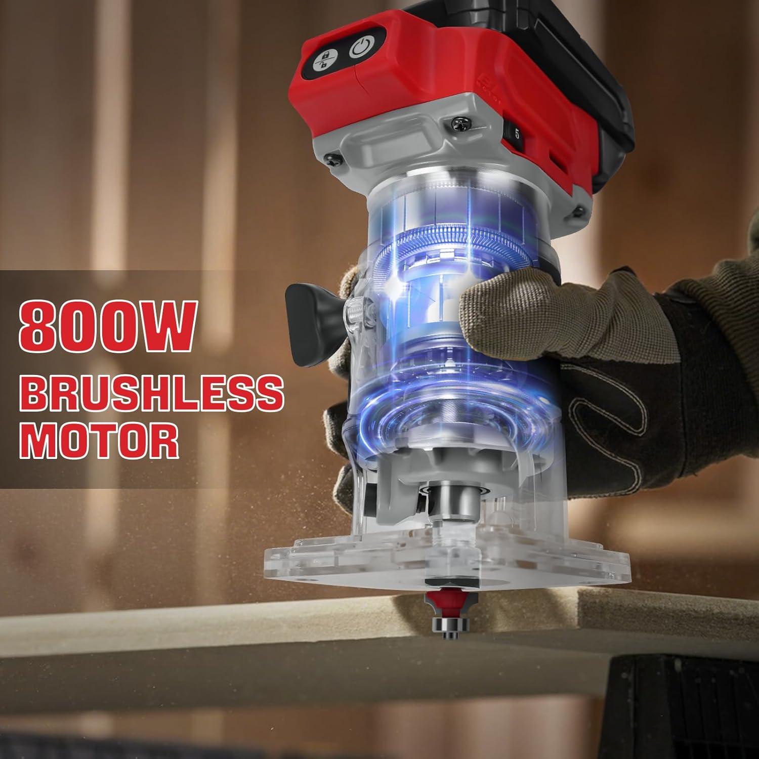 Router Compacto Inalámbrico HLiePiHa 800W 5 Velocidades 30000 RPM