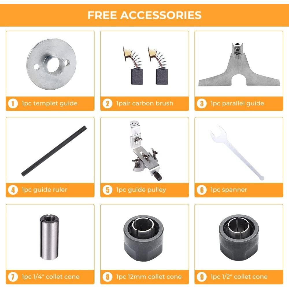 Router de Madera Hoteche P800910A 1500W Base Fija 12.5A