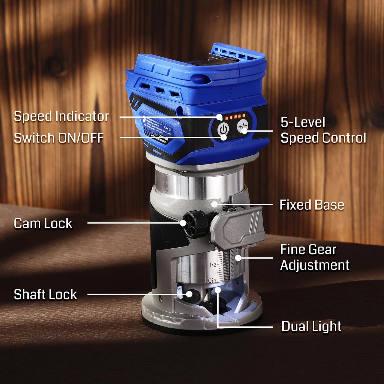 Router Trimmer Inalámbrico SainSmart 18V 28000 RPM Compacto