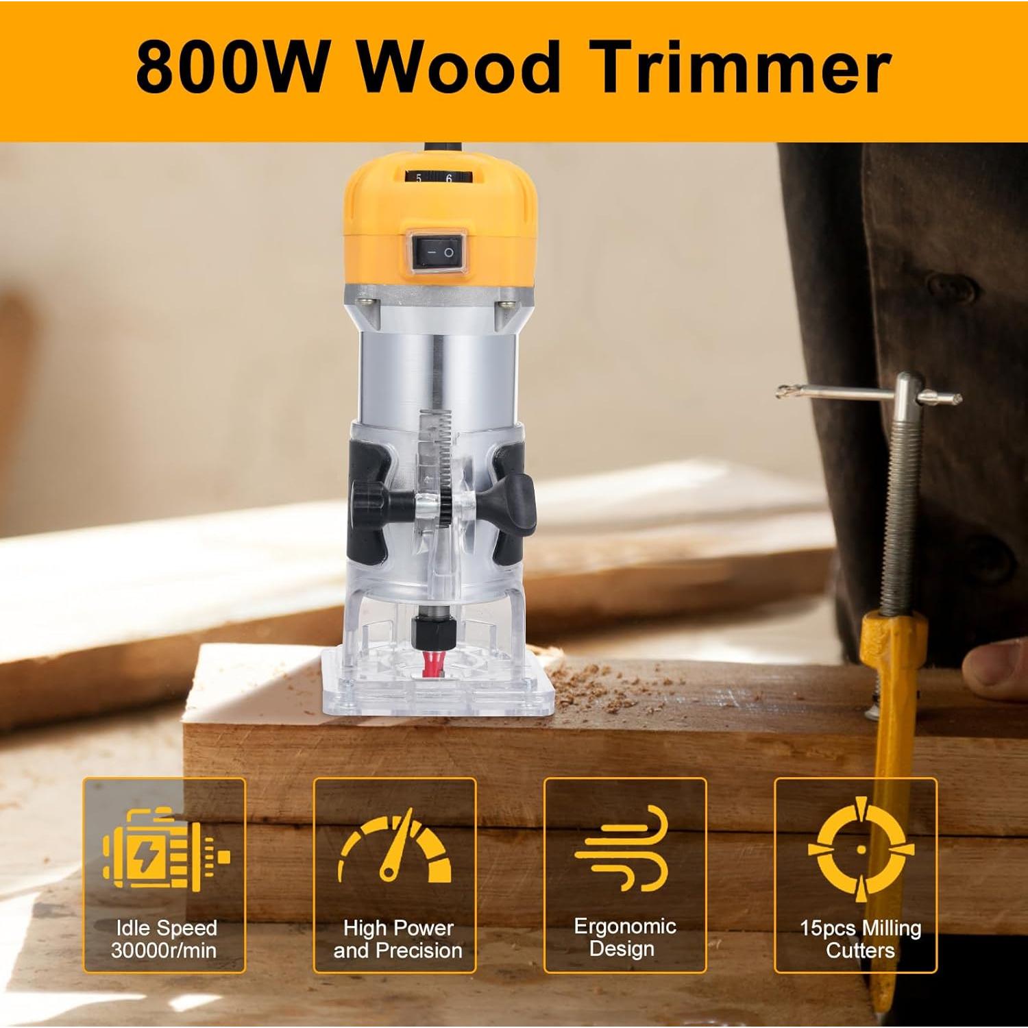 Fresadora de Madera VISLONE 800W 30000 RPM 6 Velocidades