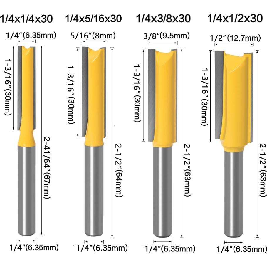 Juego de Brocas Rectas WSOOX 7 Piezas 6.35 mm para Carpintería