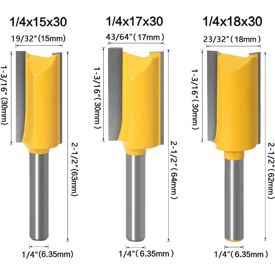 Juego de Brocas Rectas WSOOX 7 Piezas 6.35 mm para Carpintería