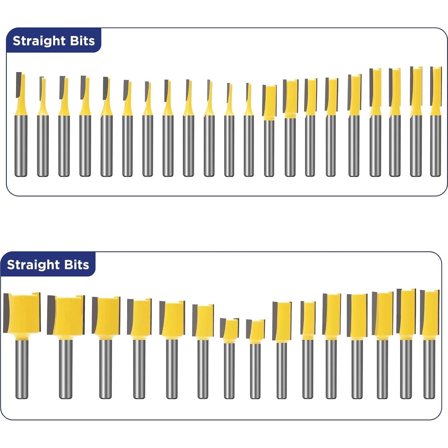 Juego de 100 Brocas de Router MNA con Mango de 6.35mm y Caja