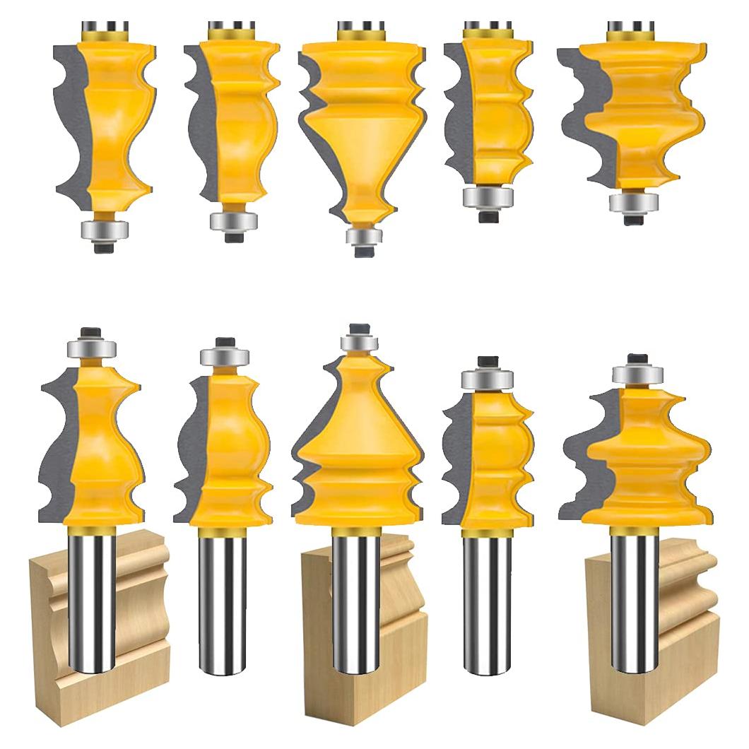 Juego de 5 Bits de Router 1/2" TAIWAIN para Carpintería