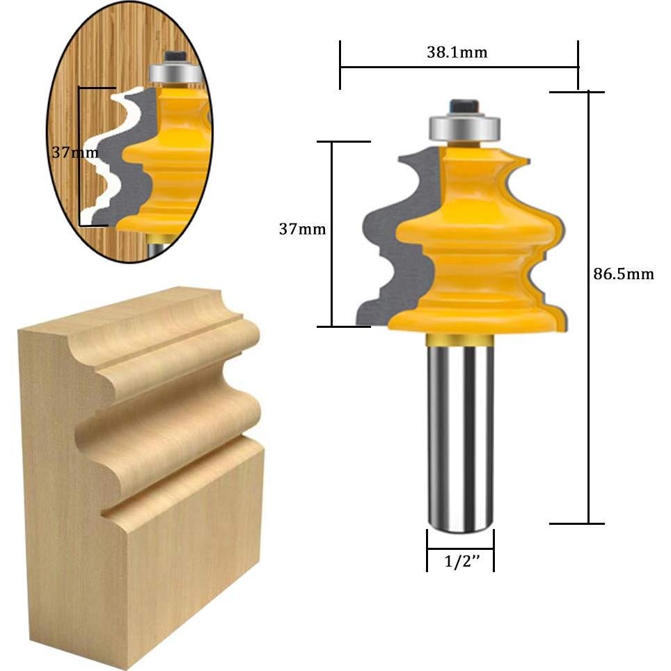 Juego de 5 Bits de Router 1/2" TAIWAIN para Carpintería