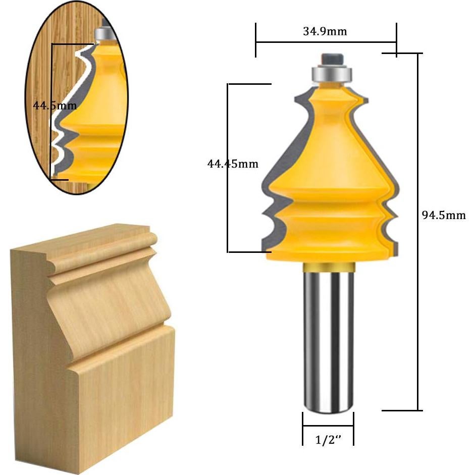 Juego de 5 Bits de Router 1/2" TAIWAIN para Carpintería