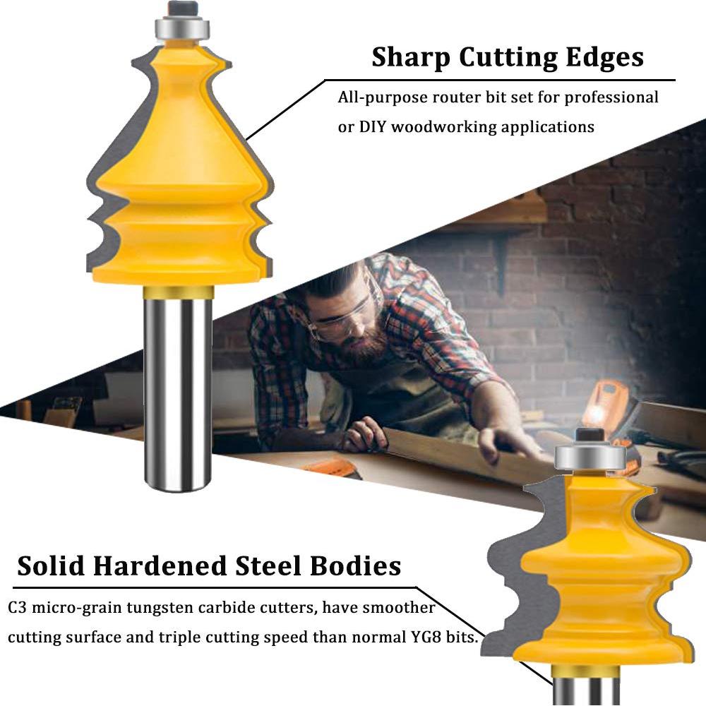 Juego de 5 Bits de Router 1/2" TAIWAIN para Carpintería