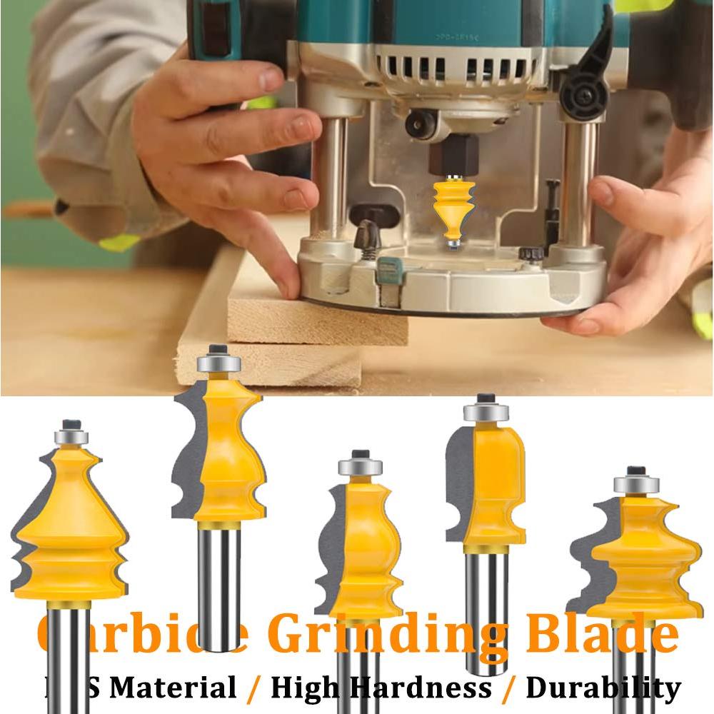 Juego de 5 Bits de Router 1/2" TAIWAIN para Carpintería