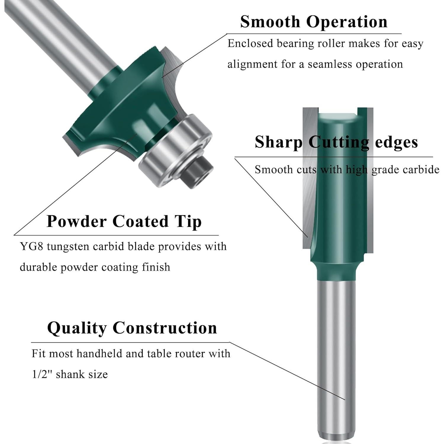 Juego de Brocas de Router TAIWAIN 41PCS 1/4" Mango Carburo