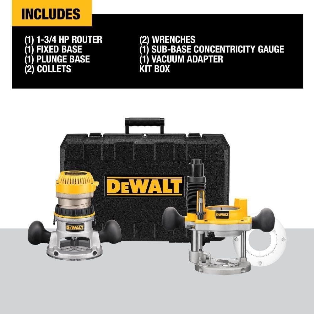 Router DEWALT DW616PK 1.75 HP 11A Base Fija y Plunge