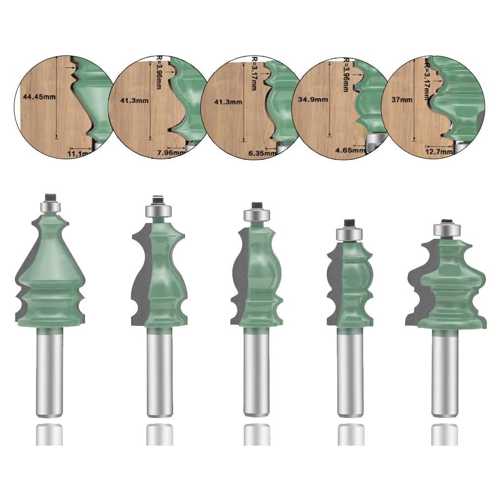 Juego de Brocas de Router LEATBUY 5 Piezas 12.7mm Carburo