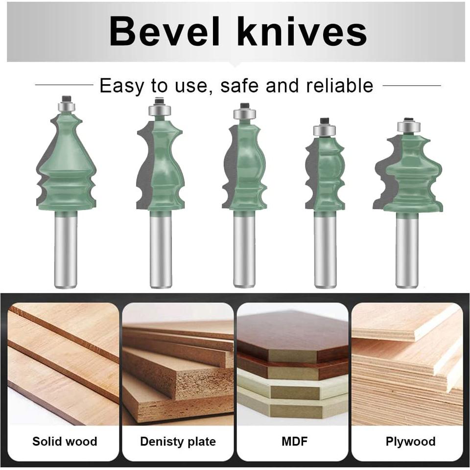 Juego de Brocas de Router LEATBUY 5 Piezas 12.7mm Carburo