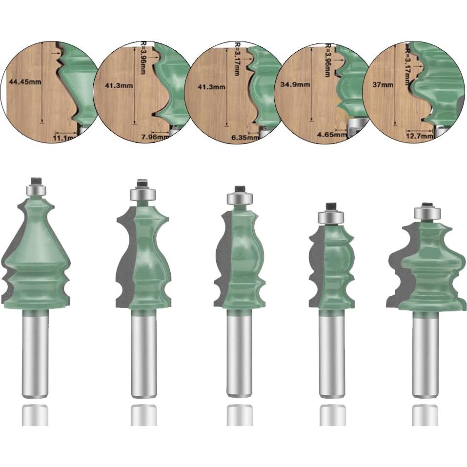 Juego de Brocas de Router LEATBUY 5 Piezas 12.7mm Carburo