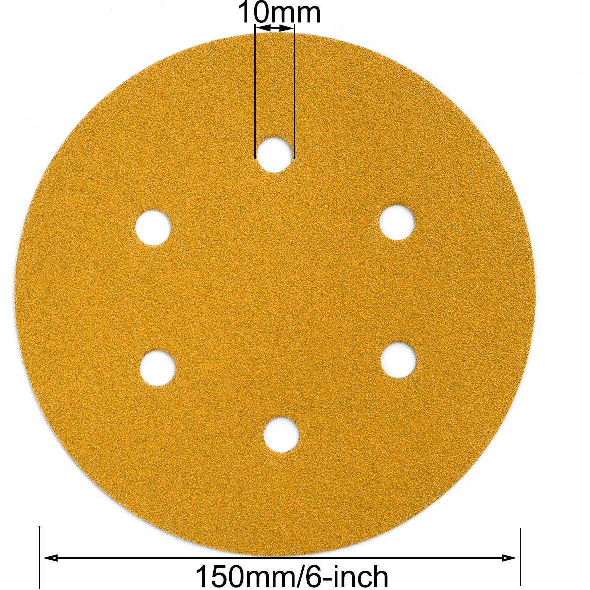 Discos de Lijado 120 Granos 6" Aiyard - Paquete de 100