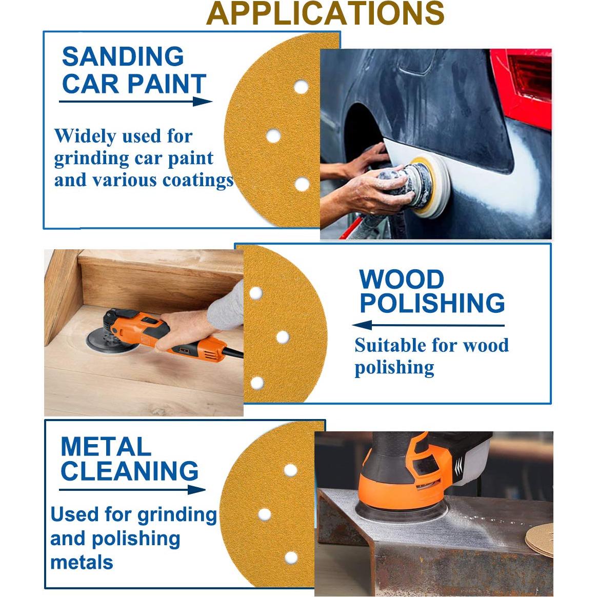 Discos de Lijado 120 Granos 6" Aiyard - Paquete de 100