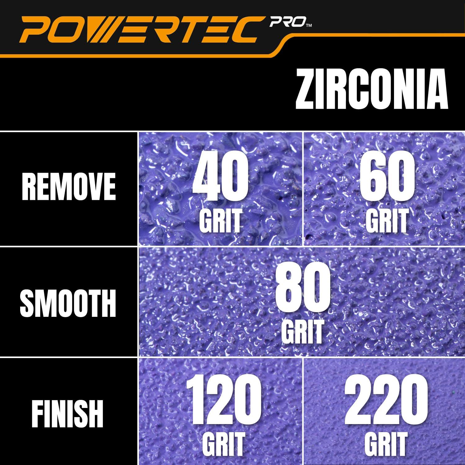 Discos de Lijado 5" POWERTEC PRO 80 Granos Zirconia - 50 Pzas