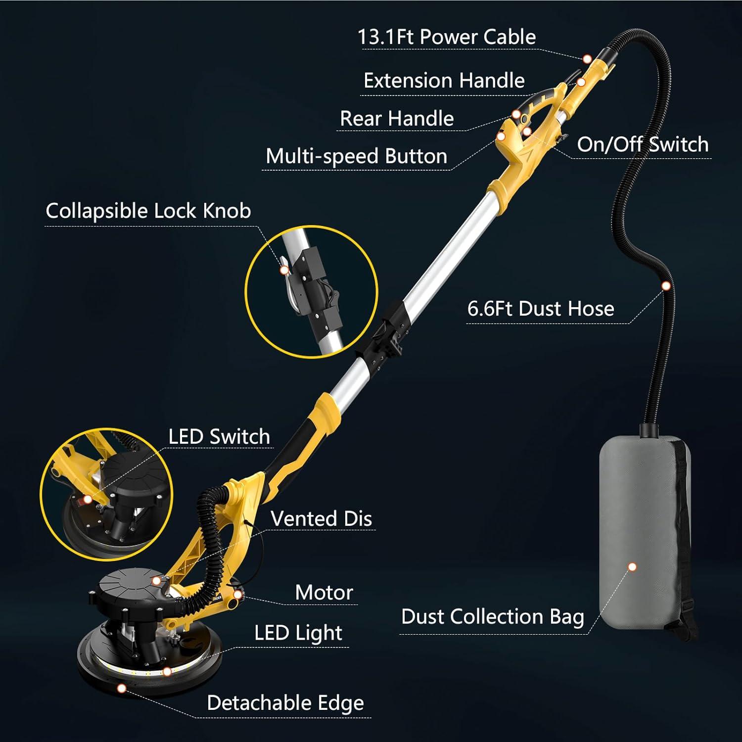 Lijadora de Paneles de Yeso Eléctrica 1250W Bsdonte 5 Velocidades