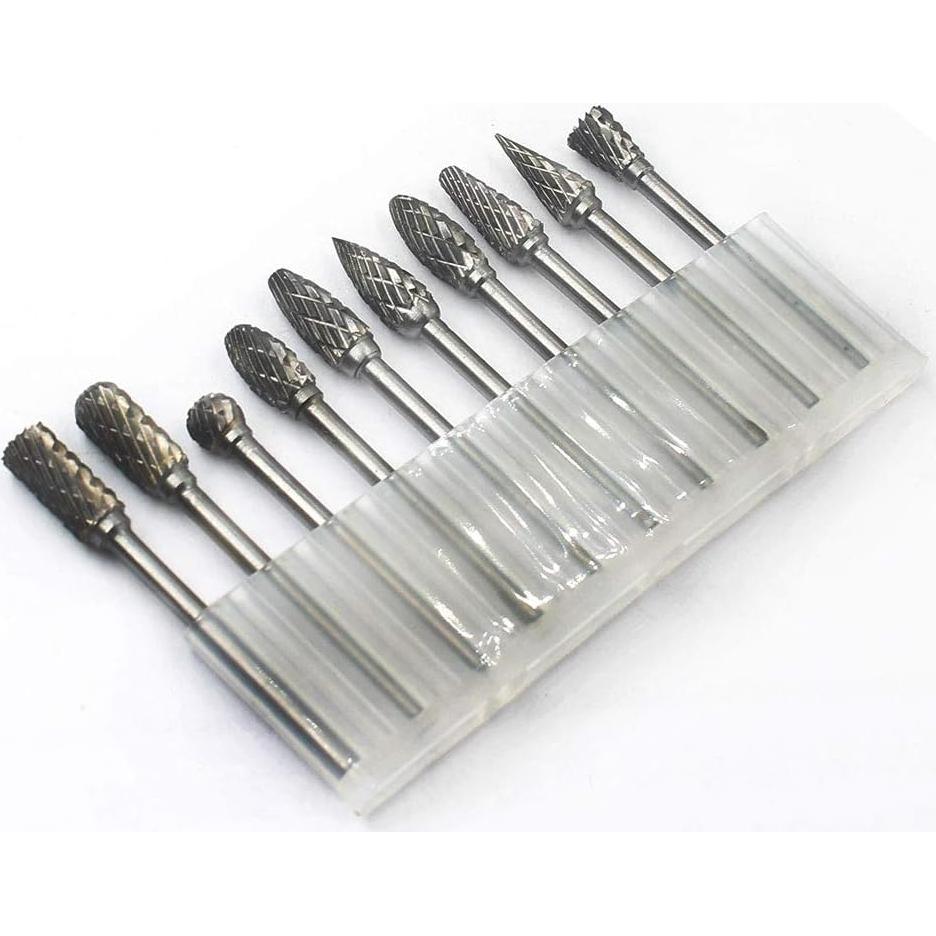 Juego de Fresas Rotativas YUFUTOL 10 Piezas Carburo Doble Corte 3mm