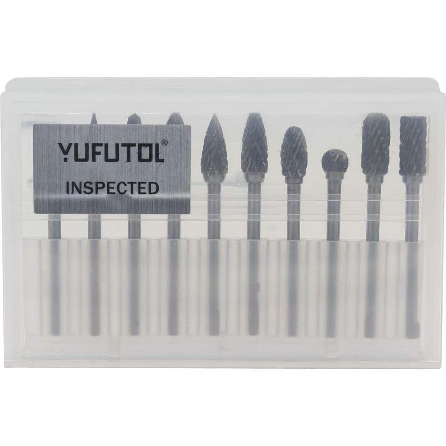 Juego de Fresas Rotativas YUFUTOL 10 Piezas Carburo Doble Corte 3mm