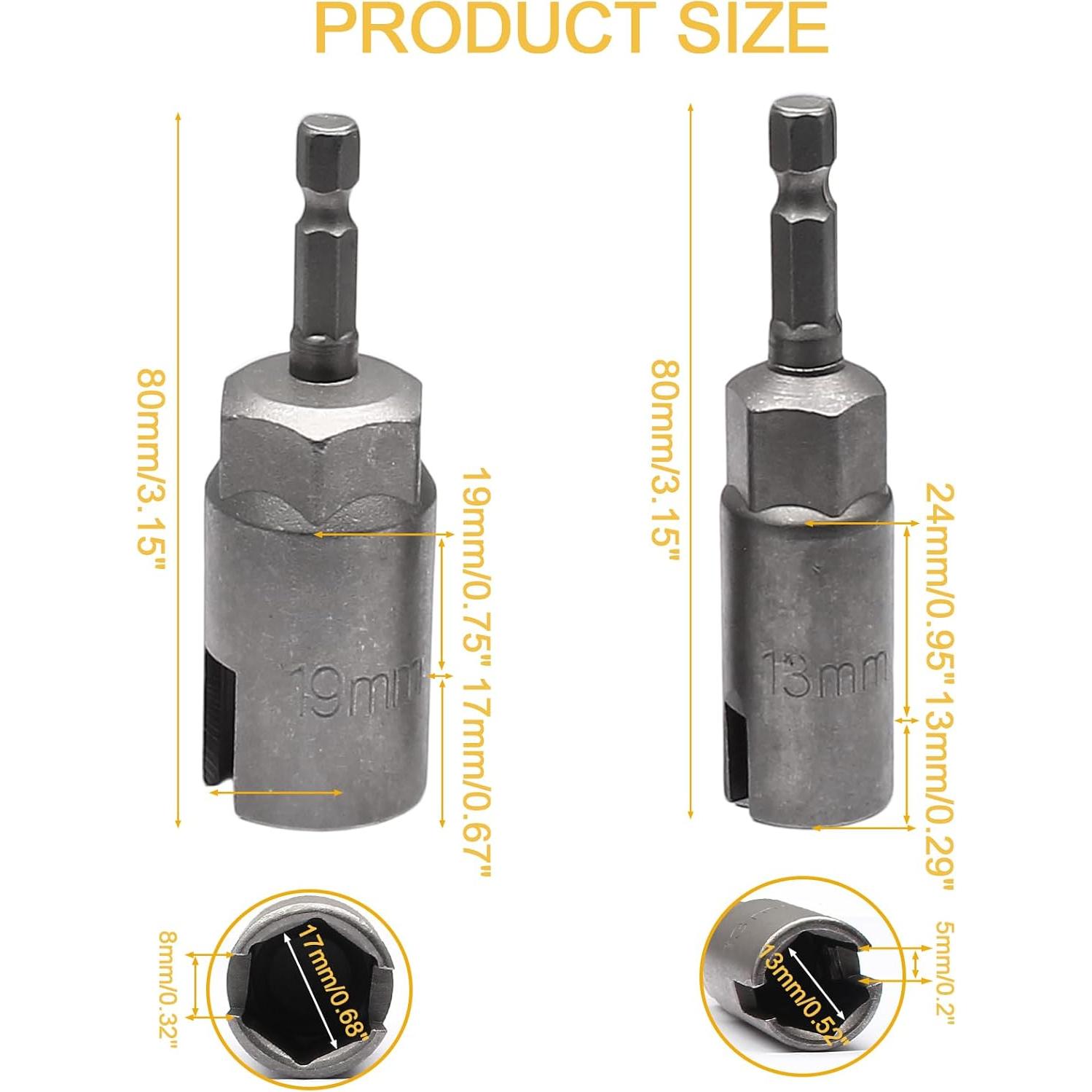 Juego de 4 Controladores de Tuerca Litoexpe 1/4" Hex 13mm 19mm
