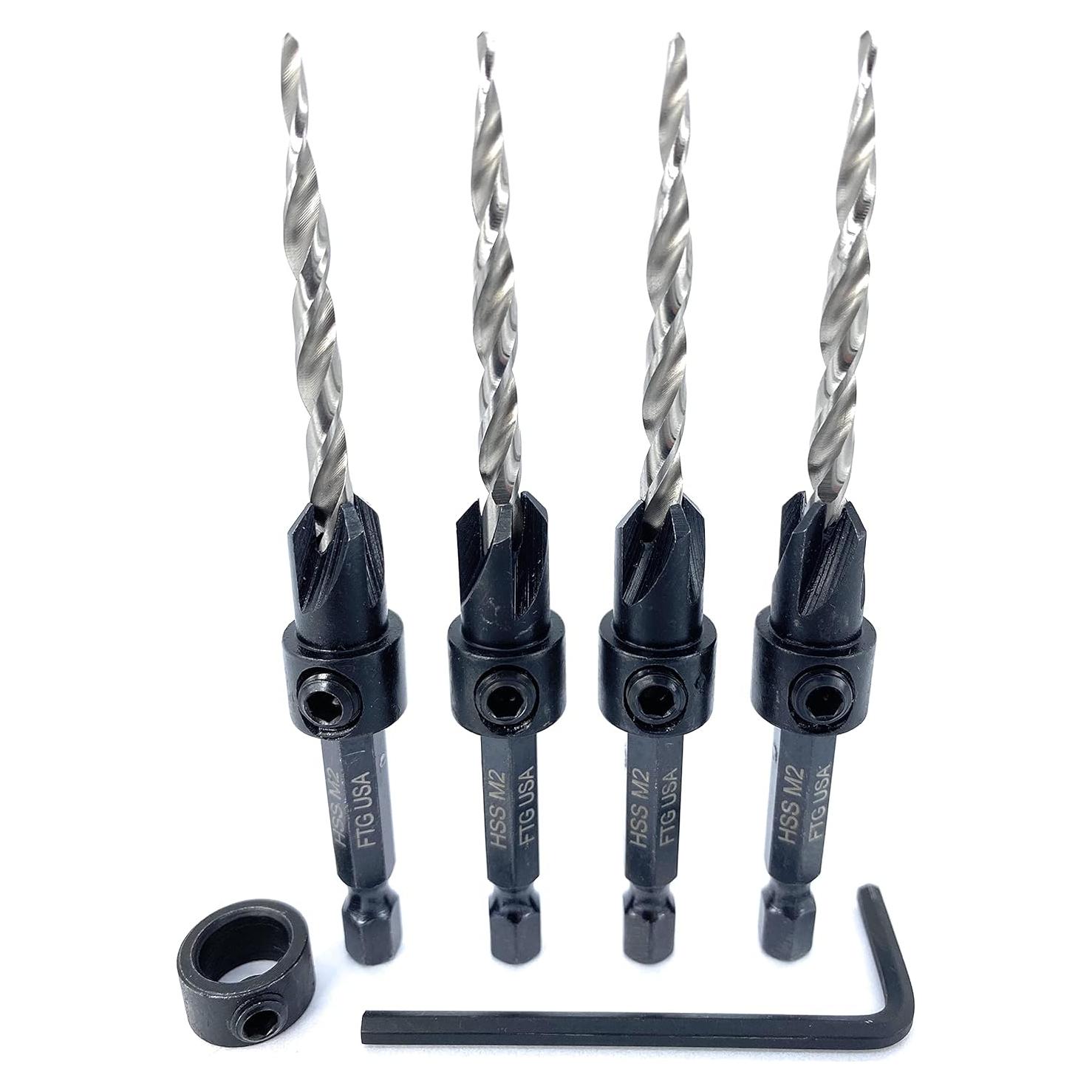 Juego de Brocas Avellanadas FTG USA 4 Piezas para Madera