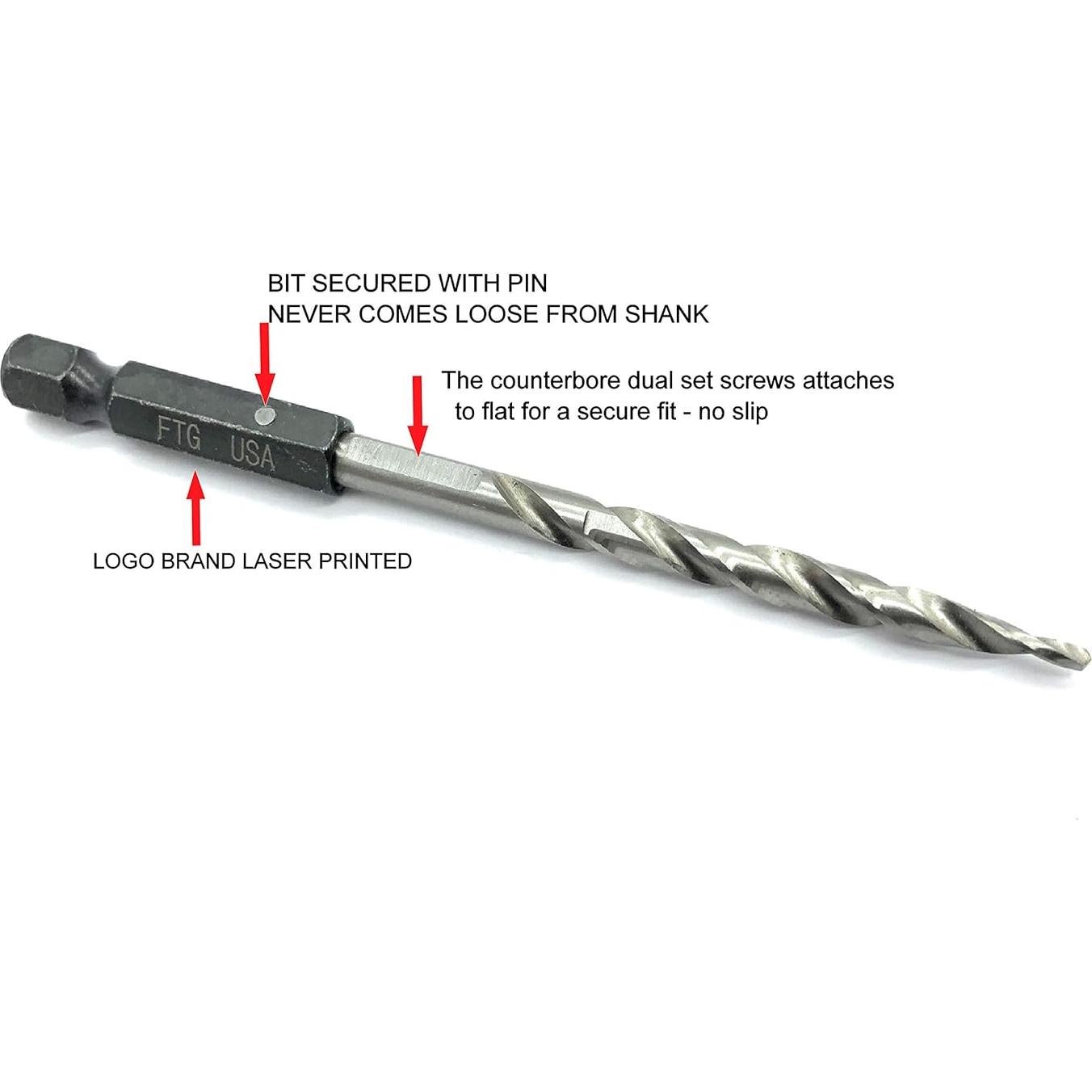 Juego de Brocas Avellanadas FTG USA 4 Piezas para Madera