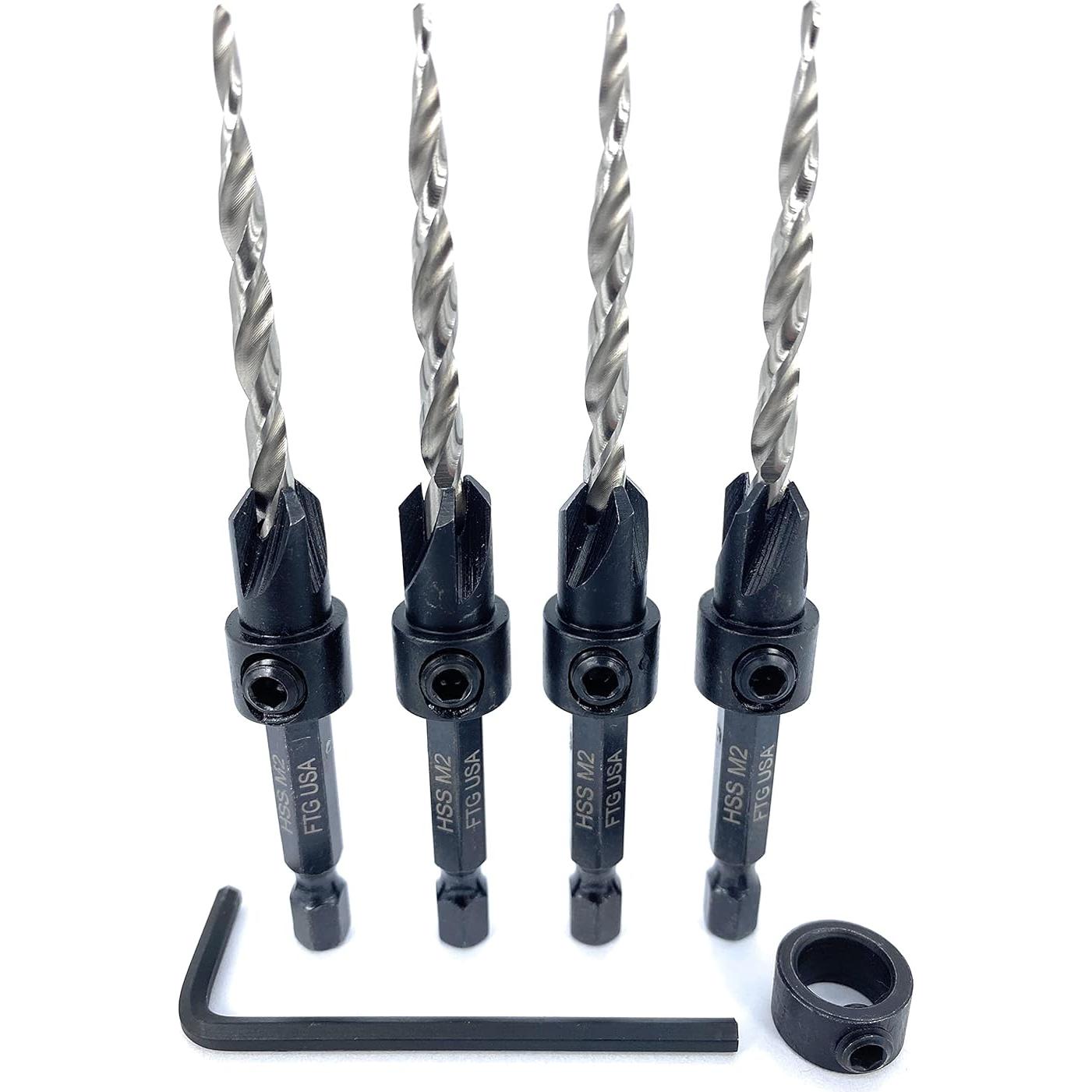 Juego de Brocas Avellanadas FTG USA 4 Piezas para Madera