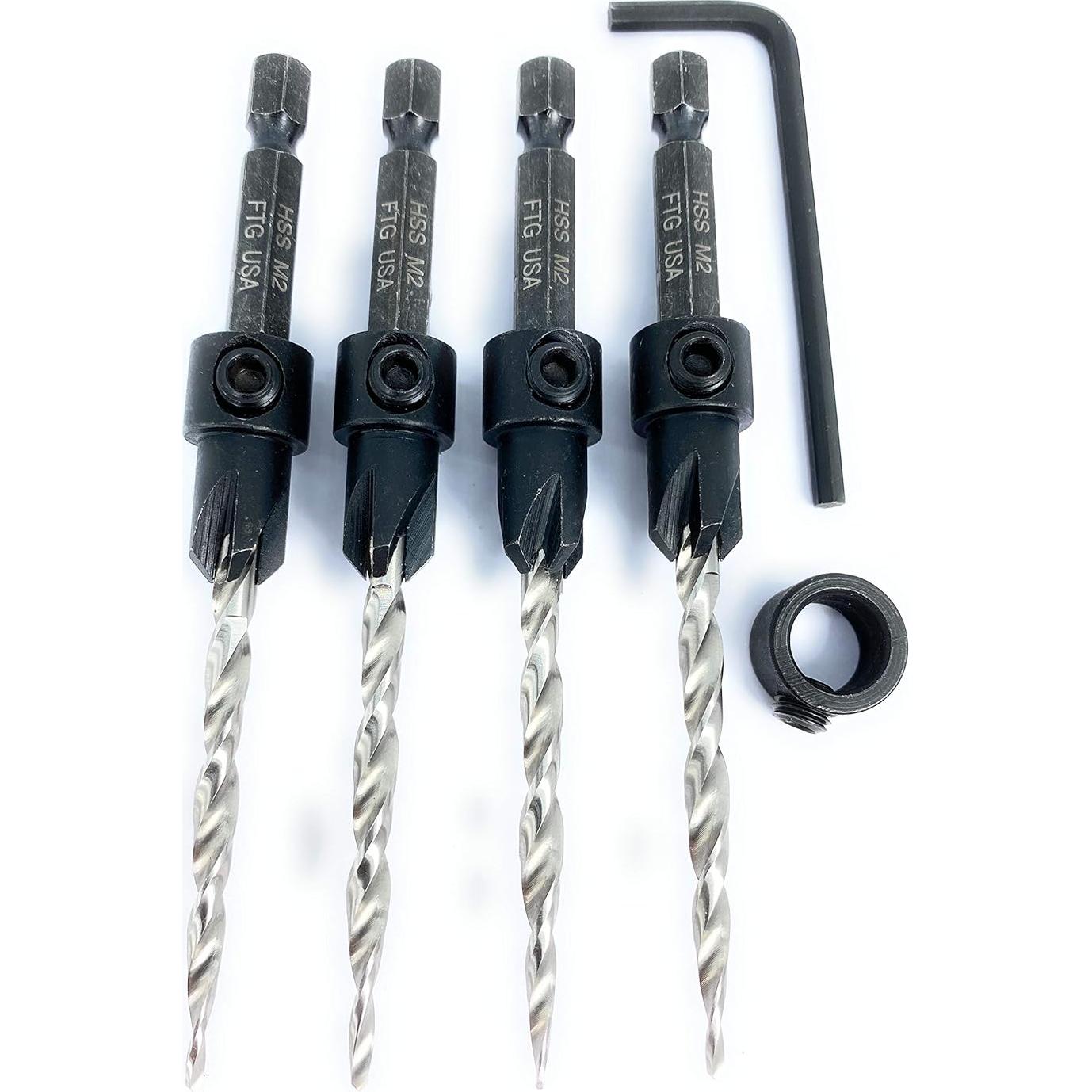 Juego de Brocas Avellanadas FTG USA 4 Piezas para Madera