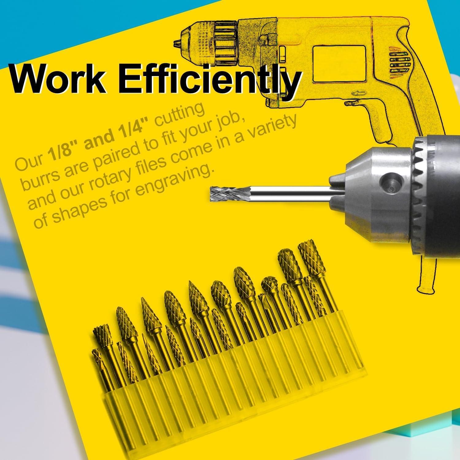 Juego de 20 fresas de carburo de tungsteno Asieg Tool 1/8"