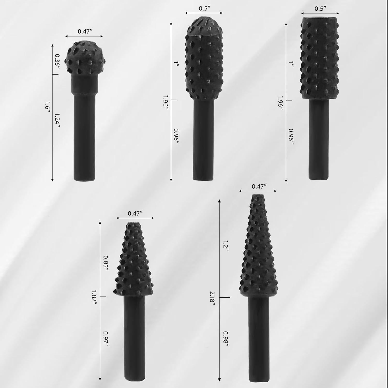 Juego de Raspas Rotativas Renyu 5 Piezas 6mm para Tallado