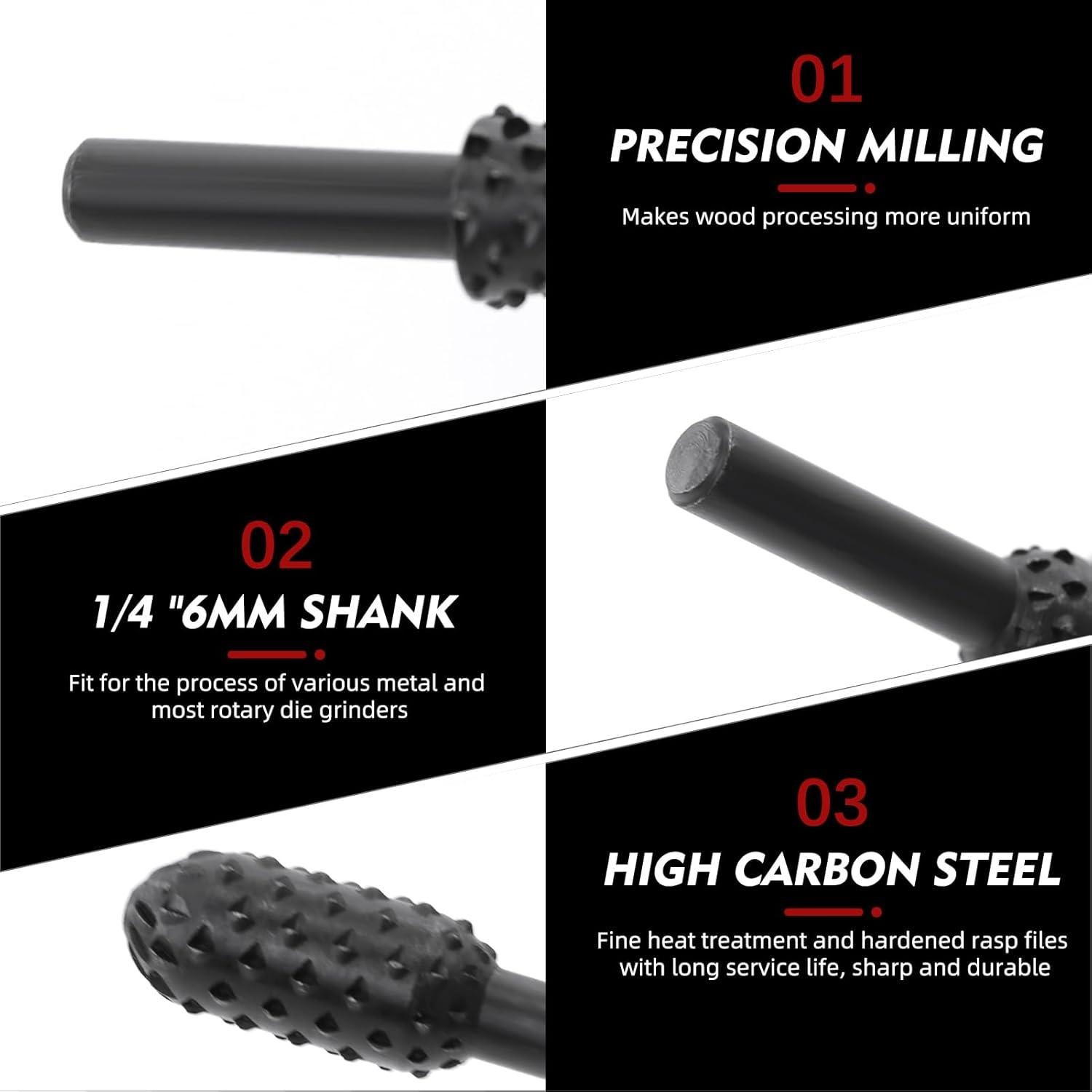 Juego de Raspas Rotativas Renyu 5 Piezas 6mm para Tallado