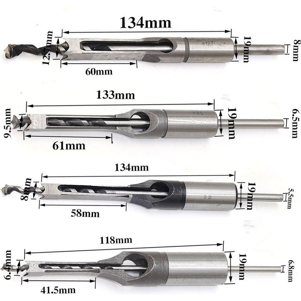 Juego de brocas cuadradas de madera Yingte 4 piezas 6.4-12.7mm