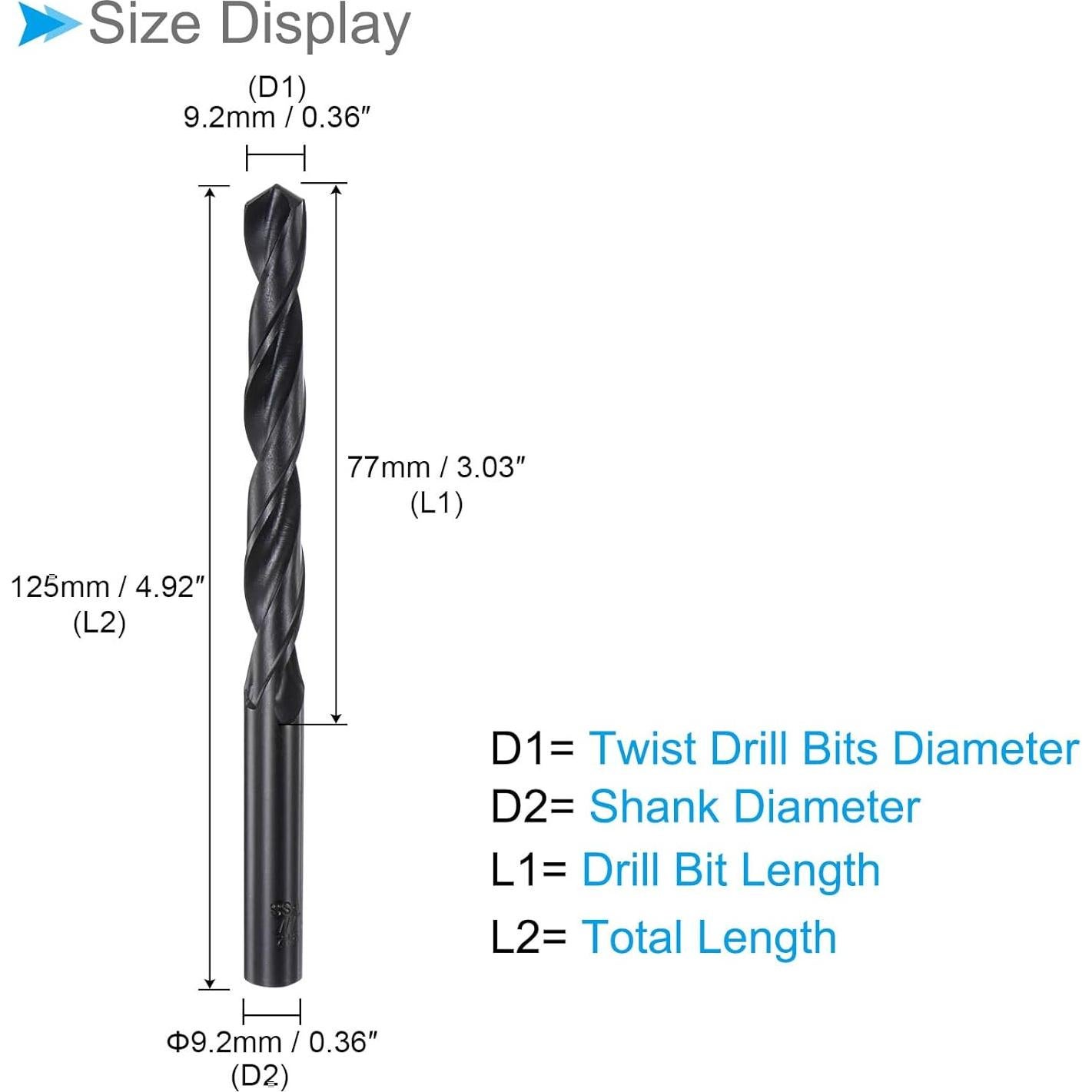 Broca de Acero Rápido 6542 Espiral 9.2mm x 125mm - Metal y Plástico