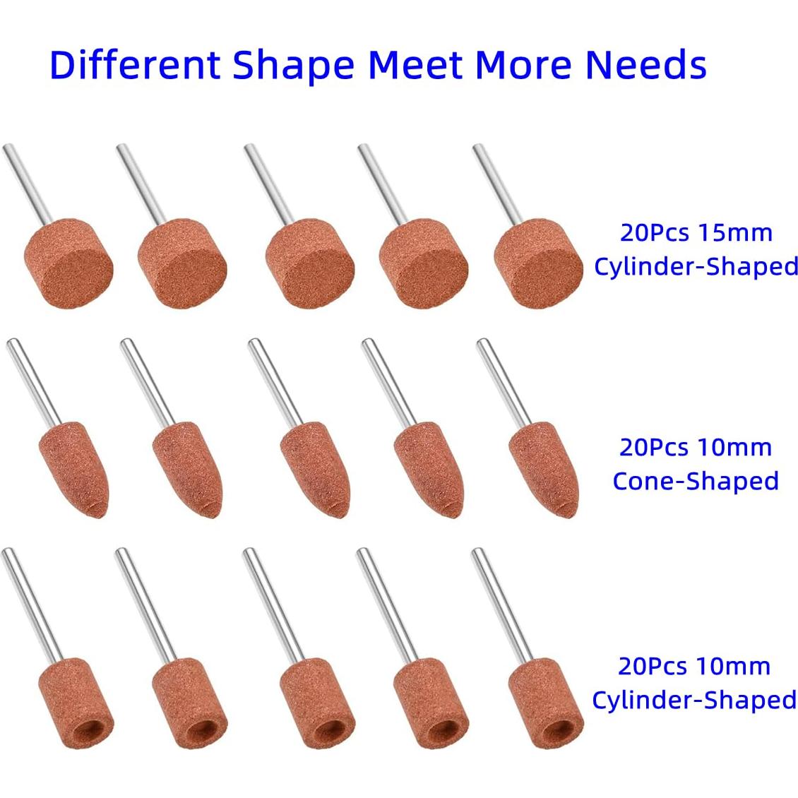 Set de 60 Piedras de Esmeril Montadas dophee 10mm y 15mm