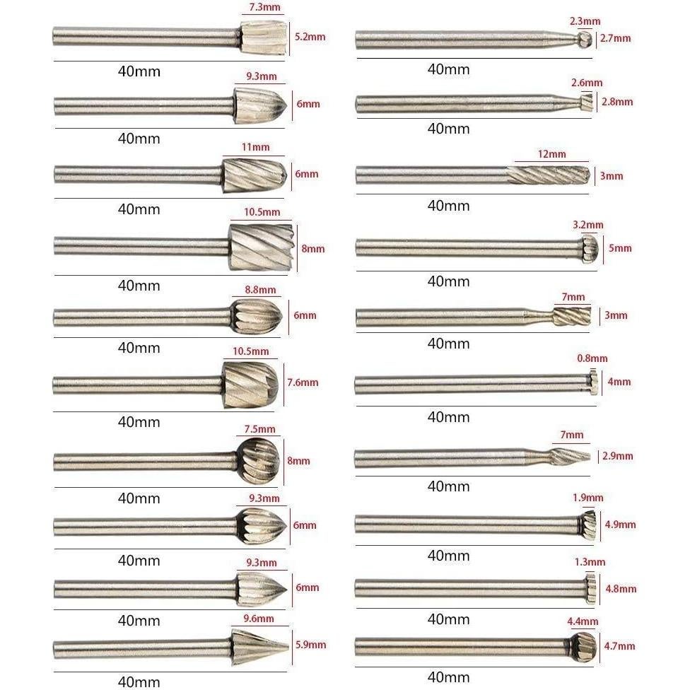 Juego de Brocas Rotativas HSS APlus 20 Piezas 3mm para Carpintería