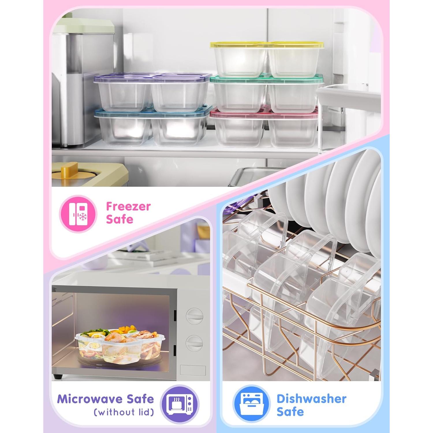 5 Contenedores de Snack Divididos Canfanni 4 Compartimentos