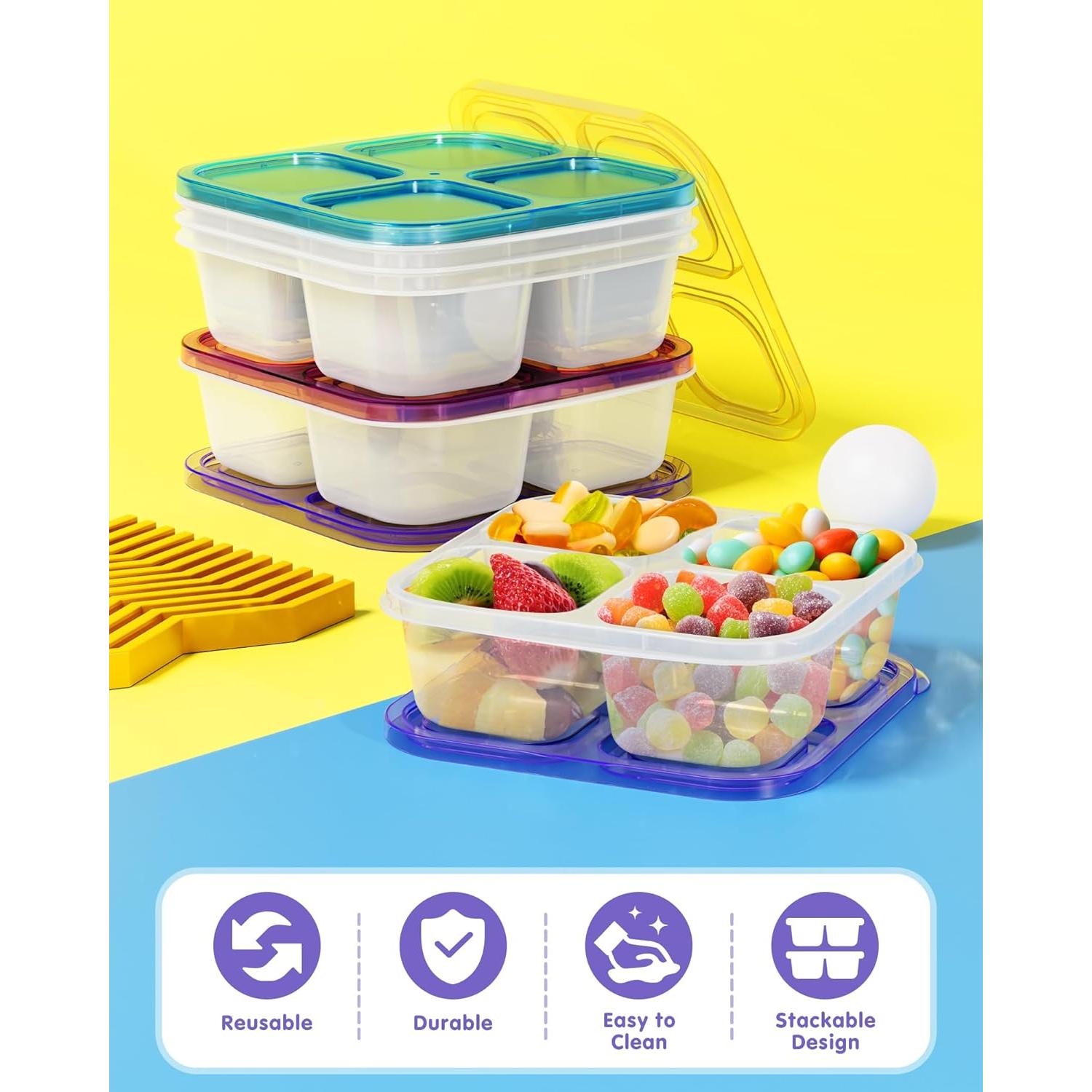 5 Contenedores de Snack Divididos Canfanni 4 Compartimentos